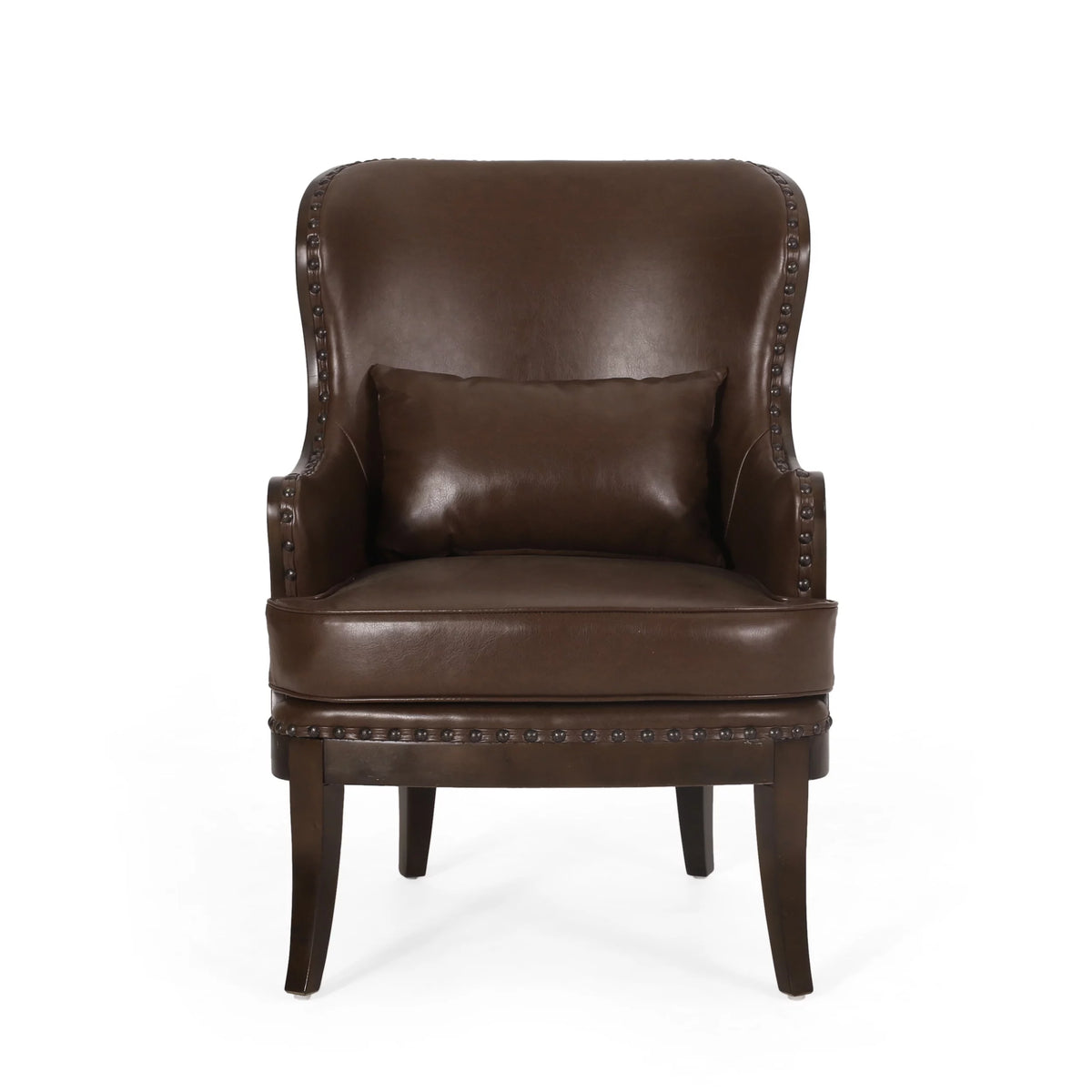 Dark Brown Upholstered Accent Chair with Nailhead Trim P189740