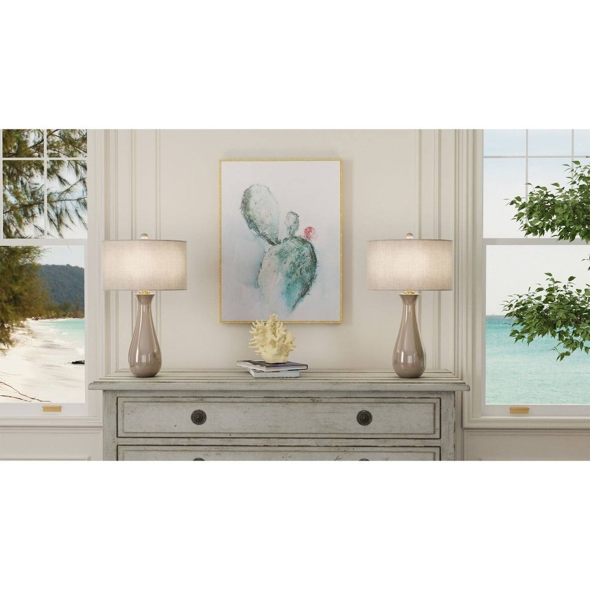 Coral Cactus Hand Painted Giclee Z691
