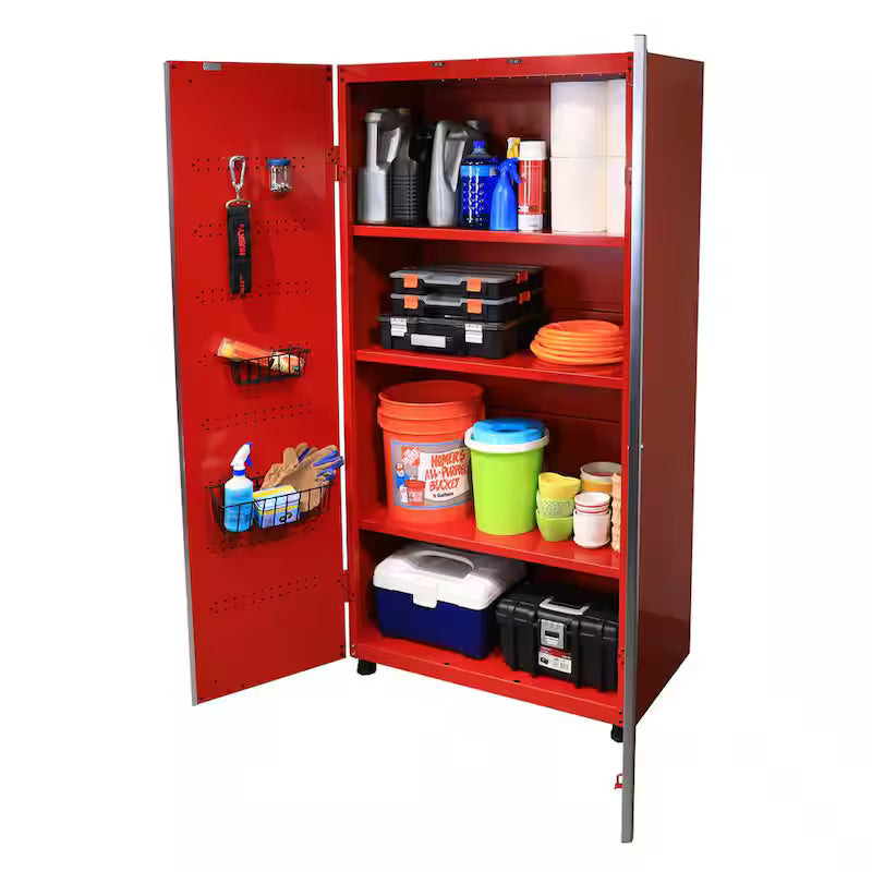 24-Gauge Steel Freestanding Garage Cabinet in Red C943