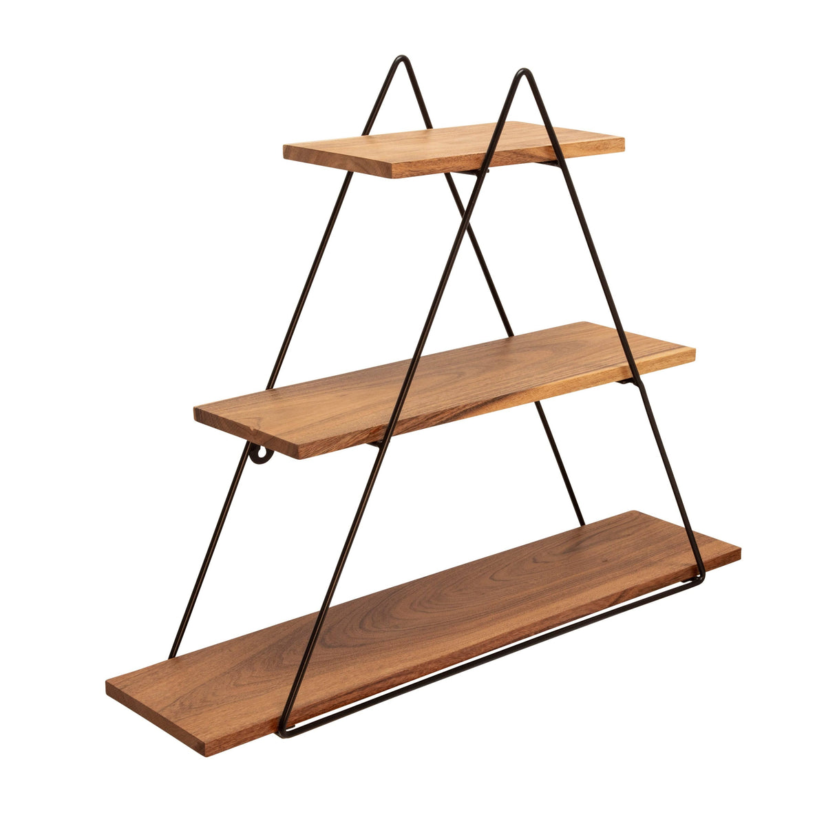 Brown Metal Wood Triangle Wall Shelf P139469