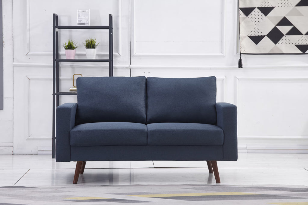 Navy Fabric Loveseat U812