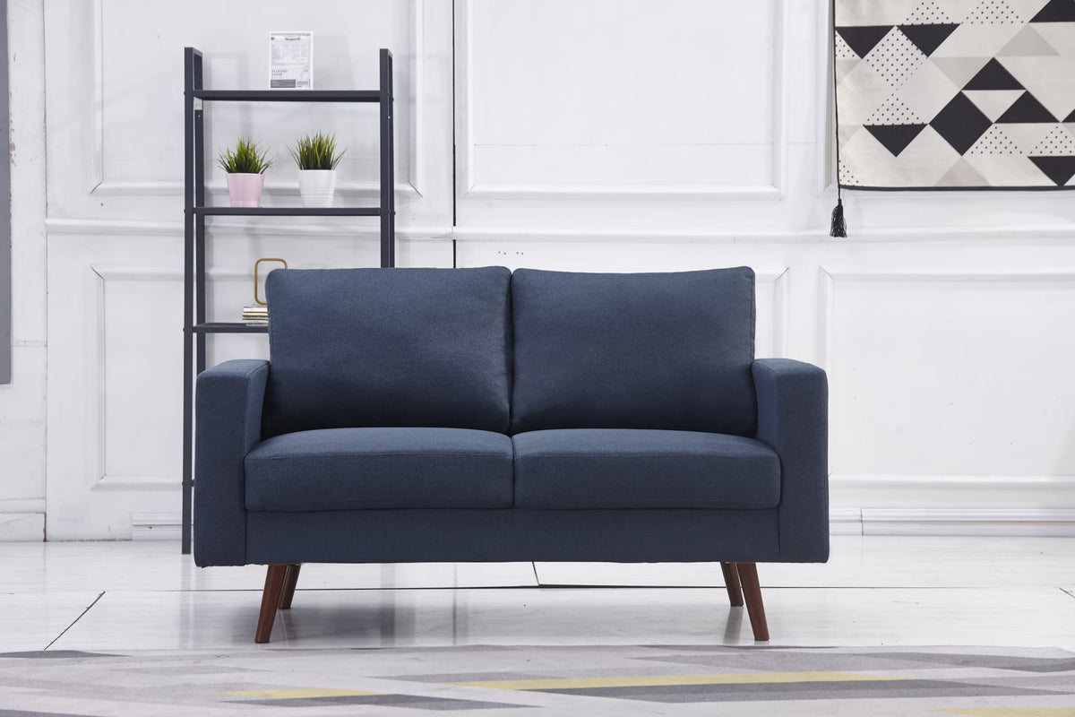 Navy Fabric Loveseat U812