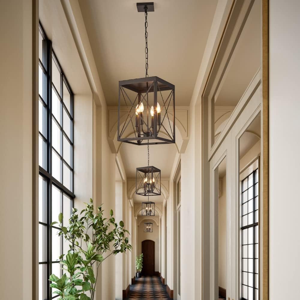 Black 4 Lights Cage Chandelier V8584
