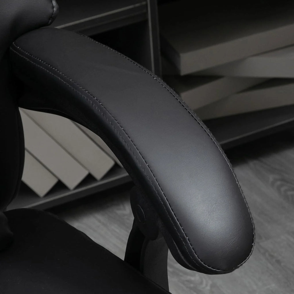 Black PU Leather Reclining Office Chair with Footrest Y86672