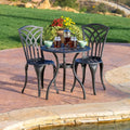 3PC Black and Sand Cast Aluminum Outdoor Bistro Set W8621