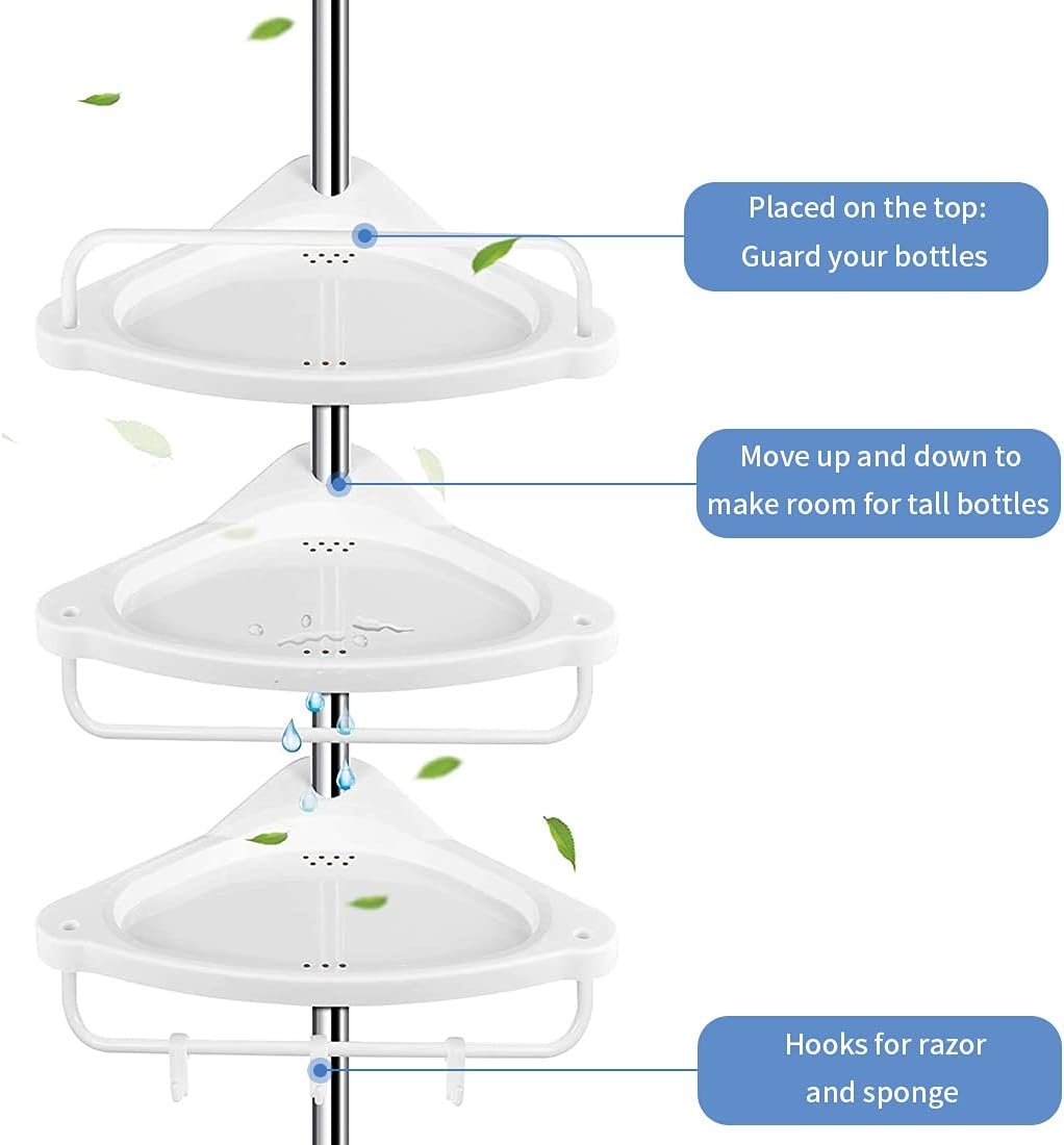 Shower Caddy 4 Tier Adjustable Shelves Rustproof O7156