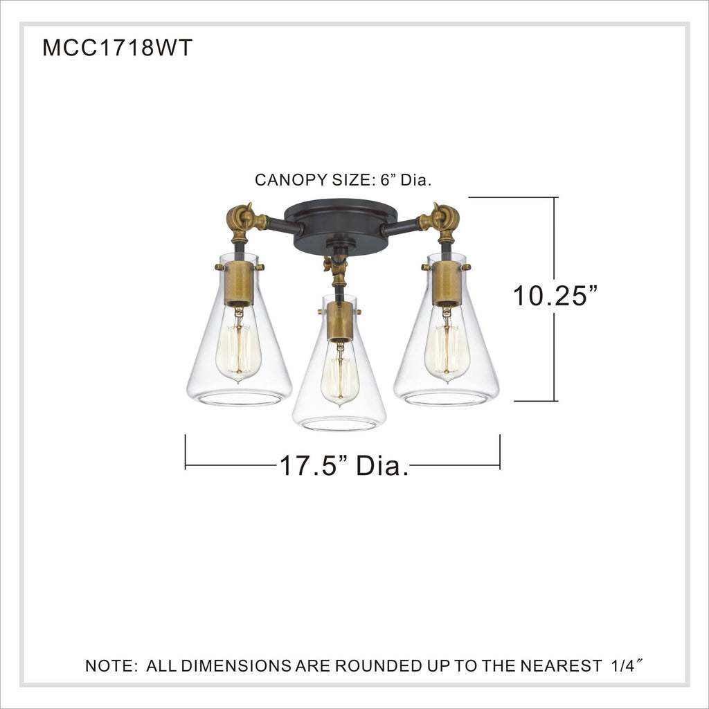3 Light Semi-Flush Mount Western Bronze K881682