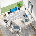 69 Inch L Shaped Desk with Monitor Stand Black U595