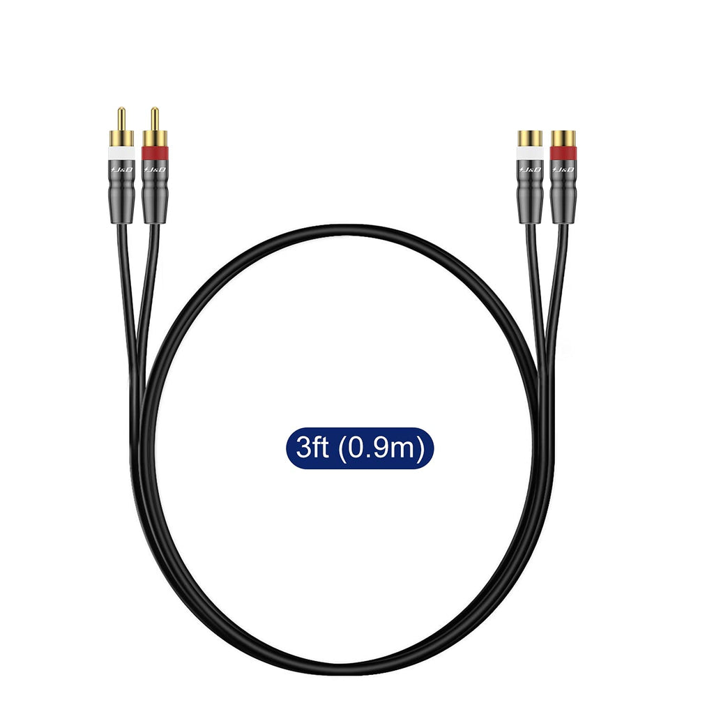 2 RCA Extension Cable Male to Female, 3 Feet T584134