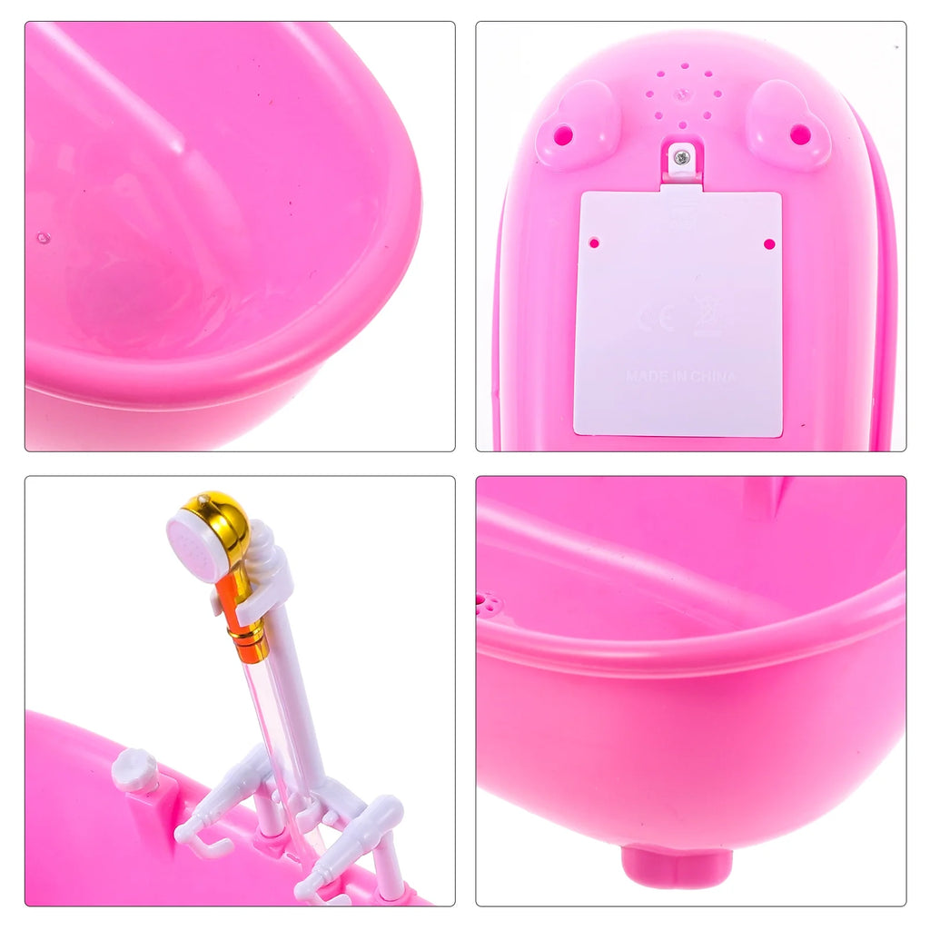 Pink Electric Water Spraying Bathtub with Sprayer for Doll R19915