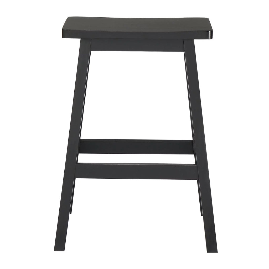 Set of 4 Black Wooden Saddle Seat Bar Stools Q66783