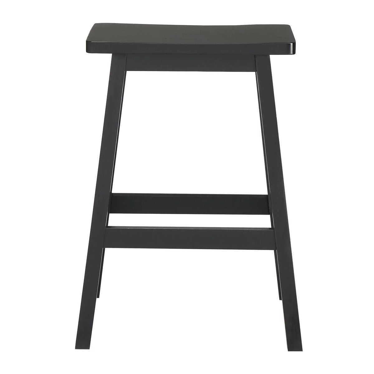 Set of 4 Black Wooden Saddle Seat Bar Stools Q66783