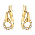 14K Solid Yellow Gold Diamond Teardrop Hoop Huggie Earrings Z142902