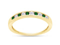 Round Cut Simulated Green Emerald And White Natural Diamond Stackable Wedding Band Ring In 14K Yellow Gold Over Sterling Silver Z80267