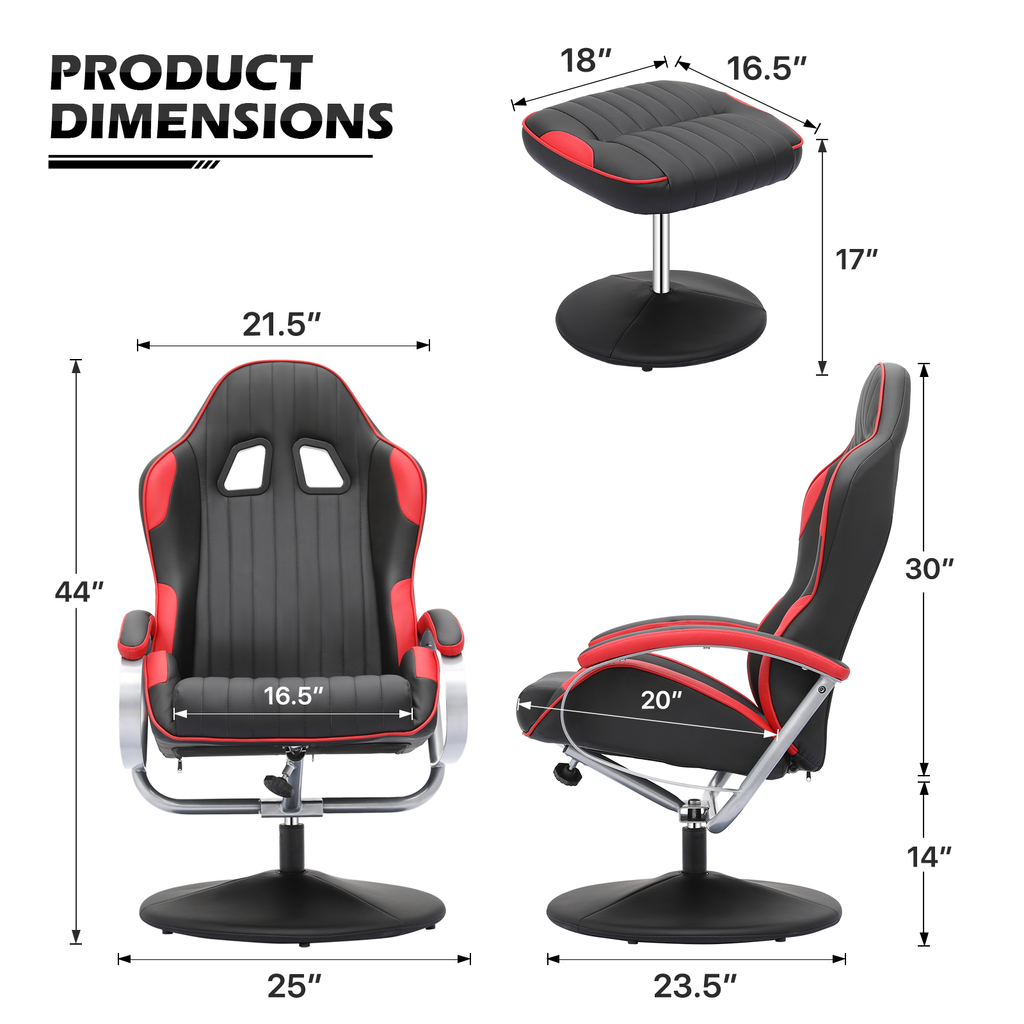 Red Adjustable Upholstered Swivel Recliner with Ottoman Z91241