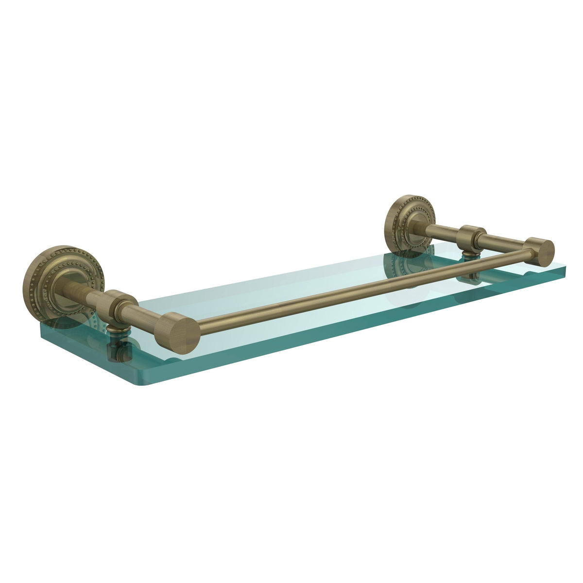 Satin Chrome Glass Shelf with Gallery Rail 16 inch Y7528