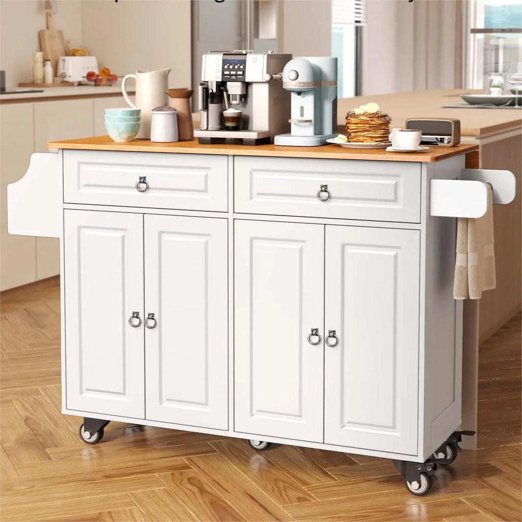 52" White Kitchen Island with Storage Y870750