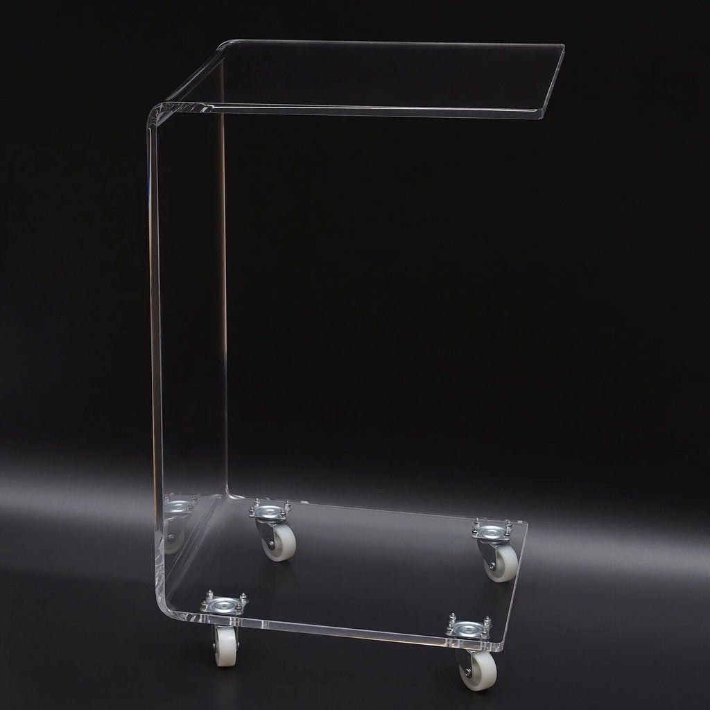 Clear Acrylic C-Shape Sofa Side Table with Wheels N4495