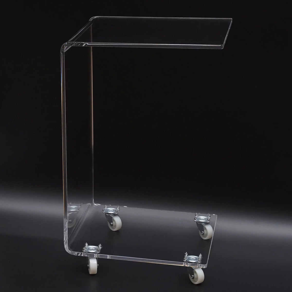 Clear Acrylic C-Shape Sofa Side Table with Wheels N4495