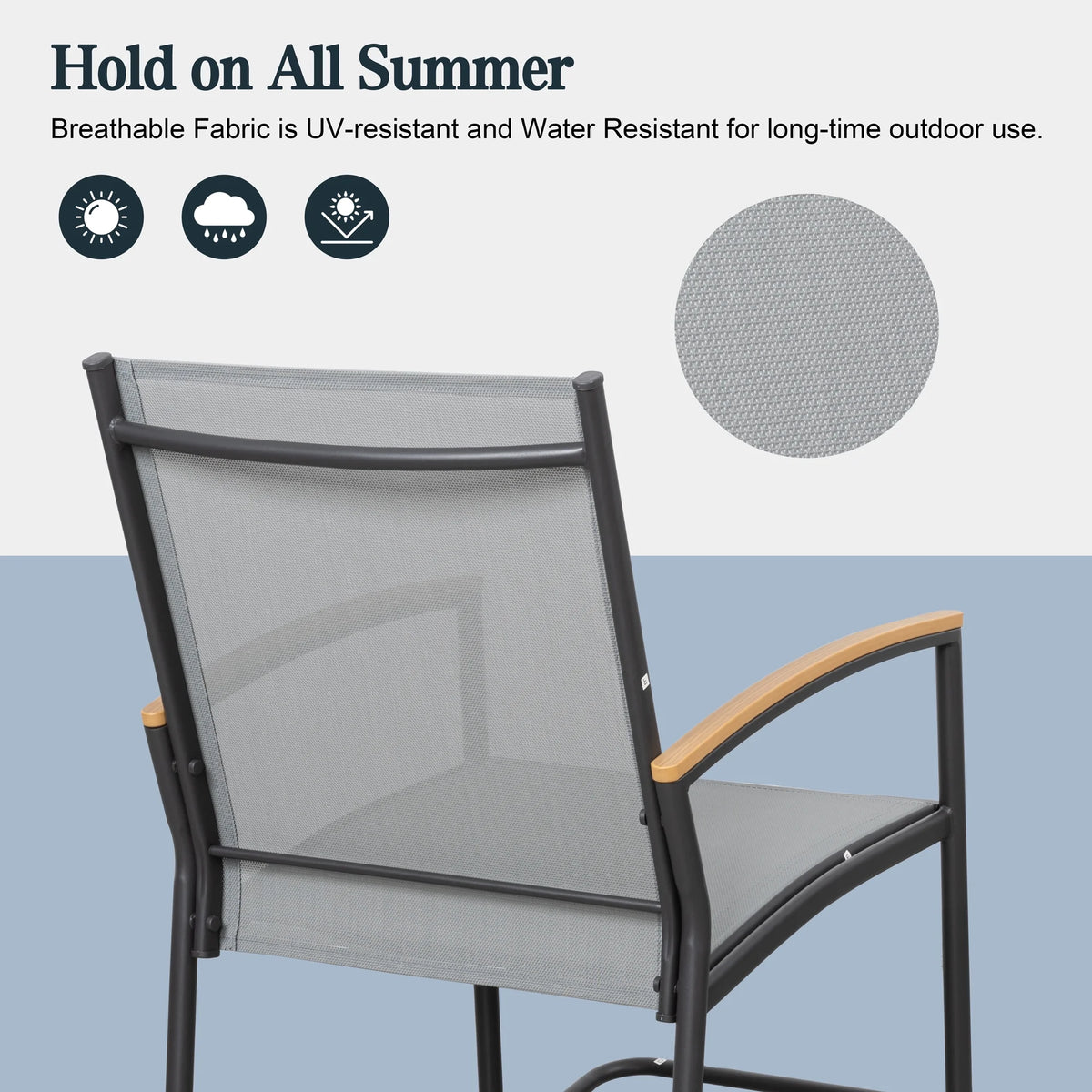 Light Gray 3 Pieces Patio Rocking Bistro Set L21485