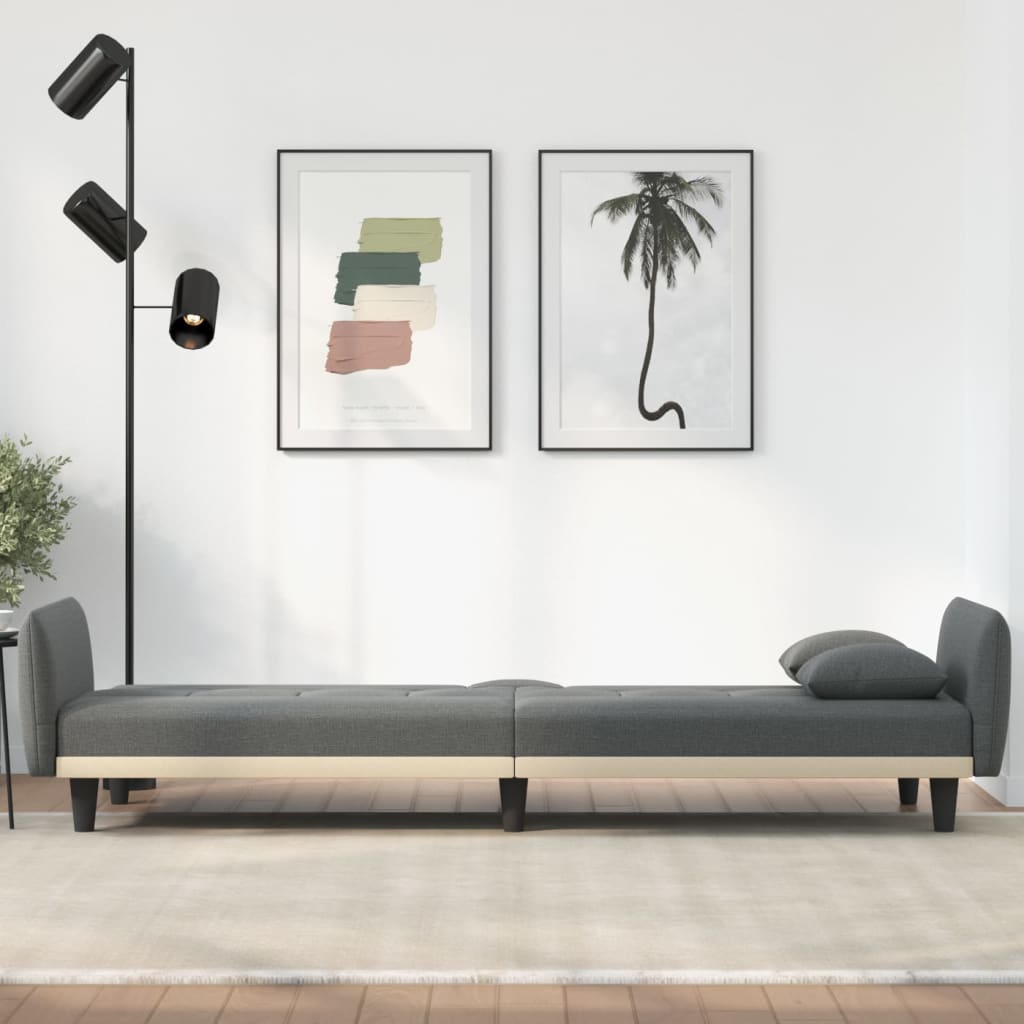 Dark Gray Fabric Sofa Bed with Cup Holders S245106