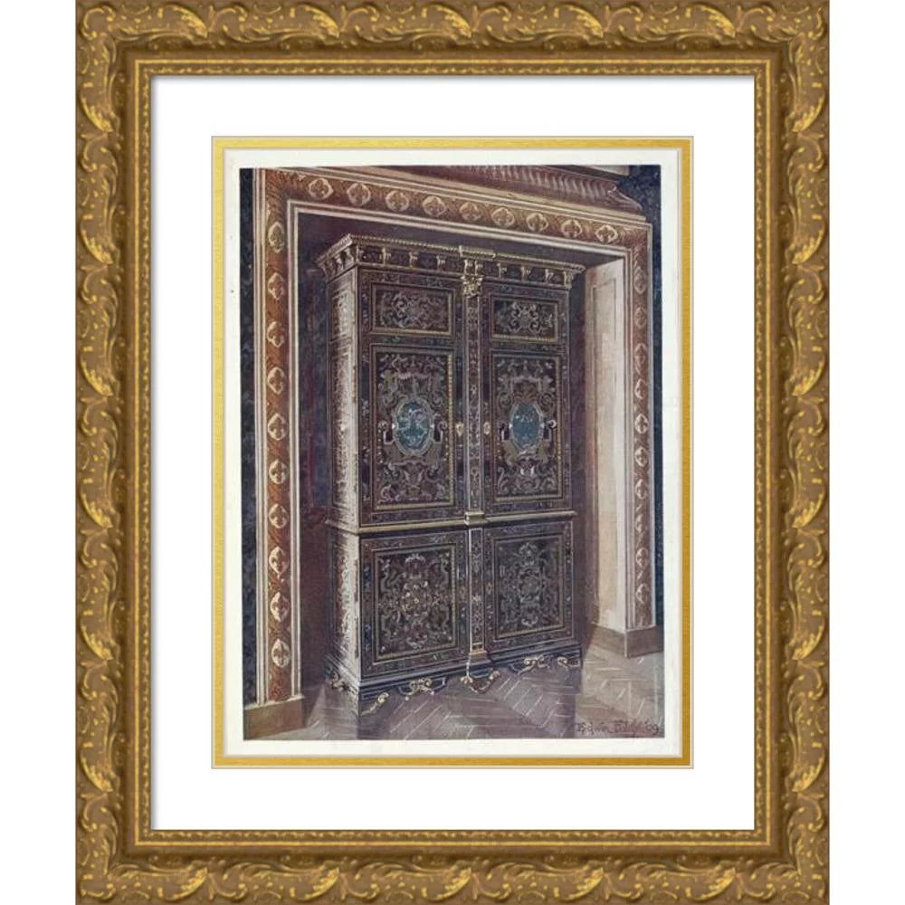 Gold Ornate Wood Frame Double Matted Art Print P9453