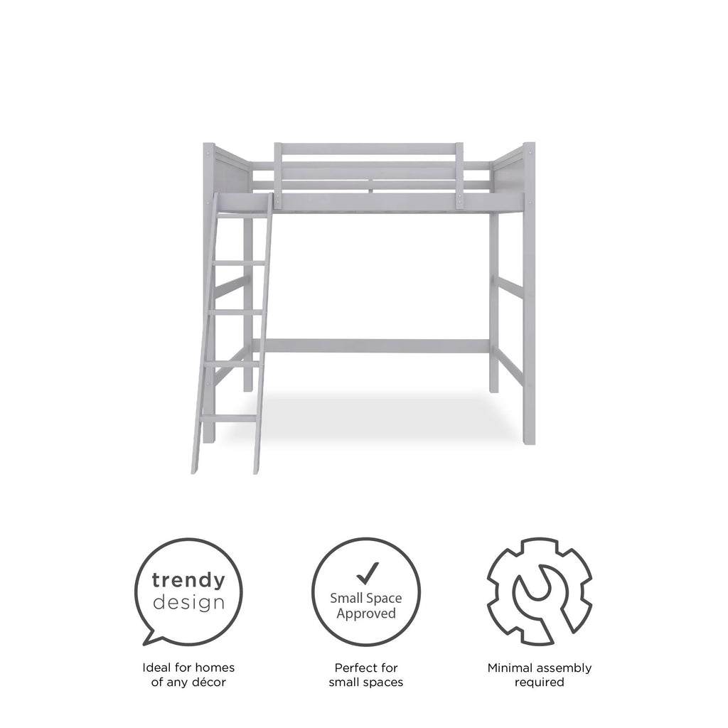 Full Size Loft Bed with Ladder, Gray J358817