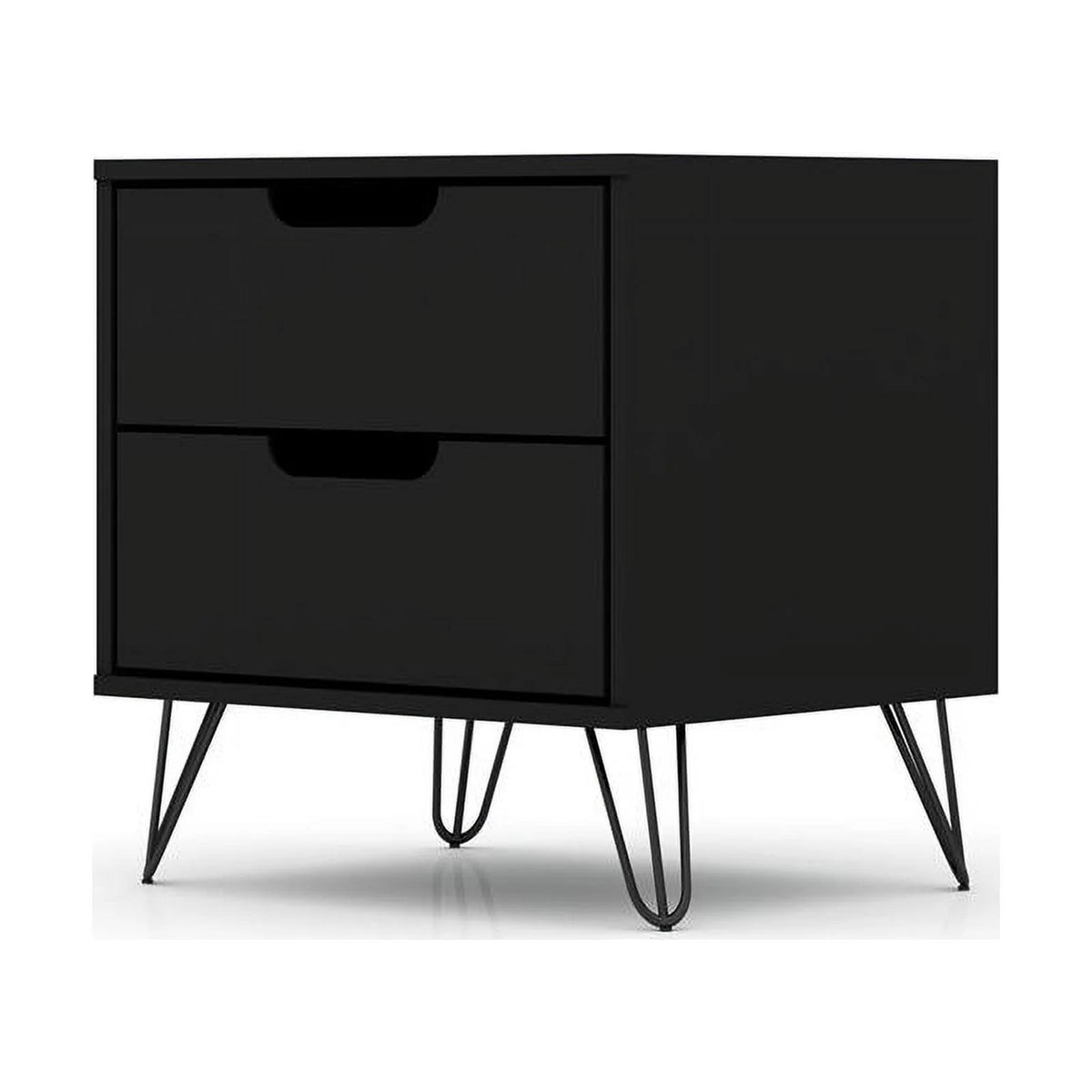 2-Drawer Black Engineered Wood Nightstand I4382