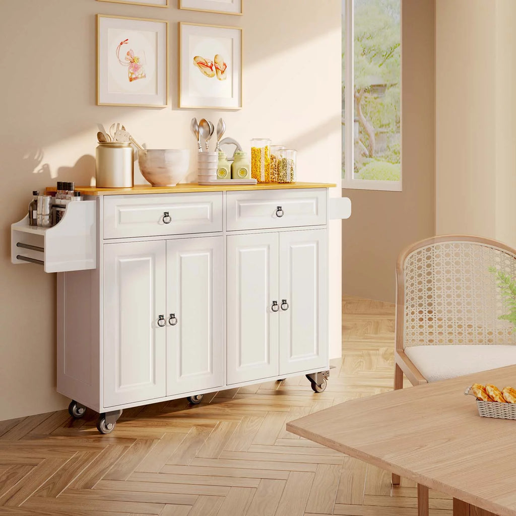 52" White Kitchen Island with Storage Y870750