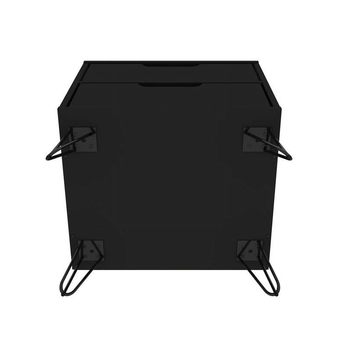 2-Drawer Black Engineered Wood Nightstand I4382