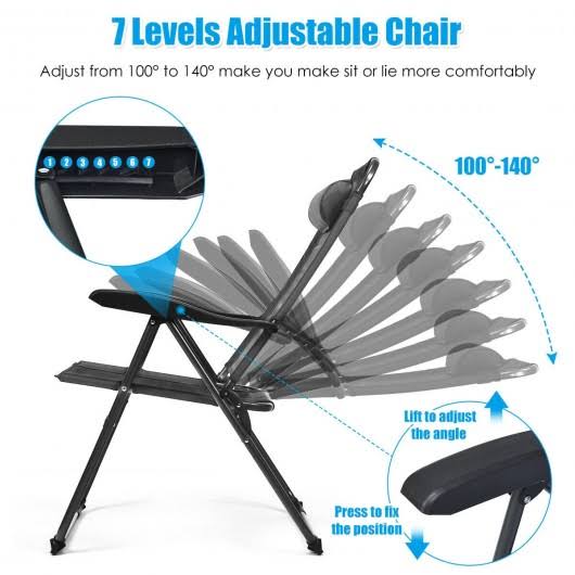 Gray Patio Adjustable Folding Recliner Chairs M429