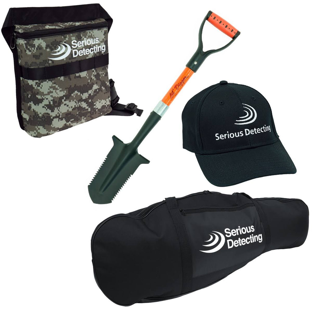 Metal Detector Bundle with Coil Pack, Shovel, Carry Bag A91923