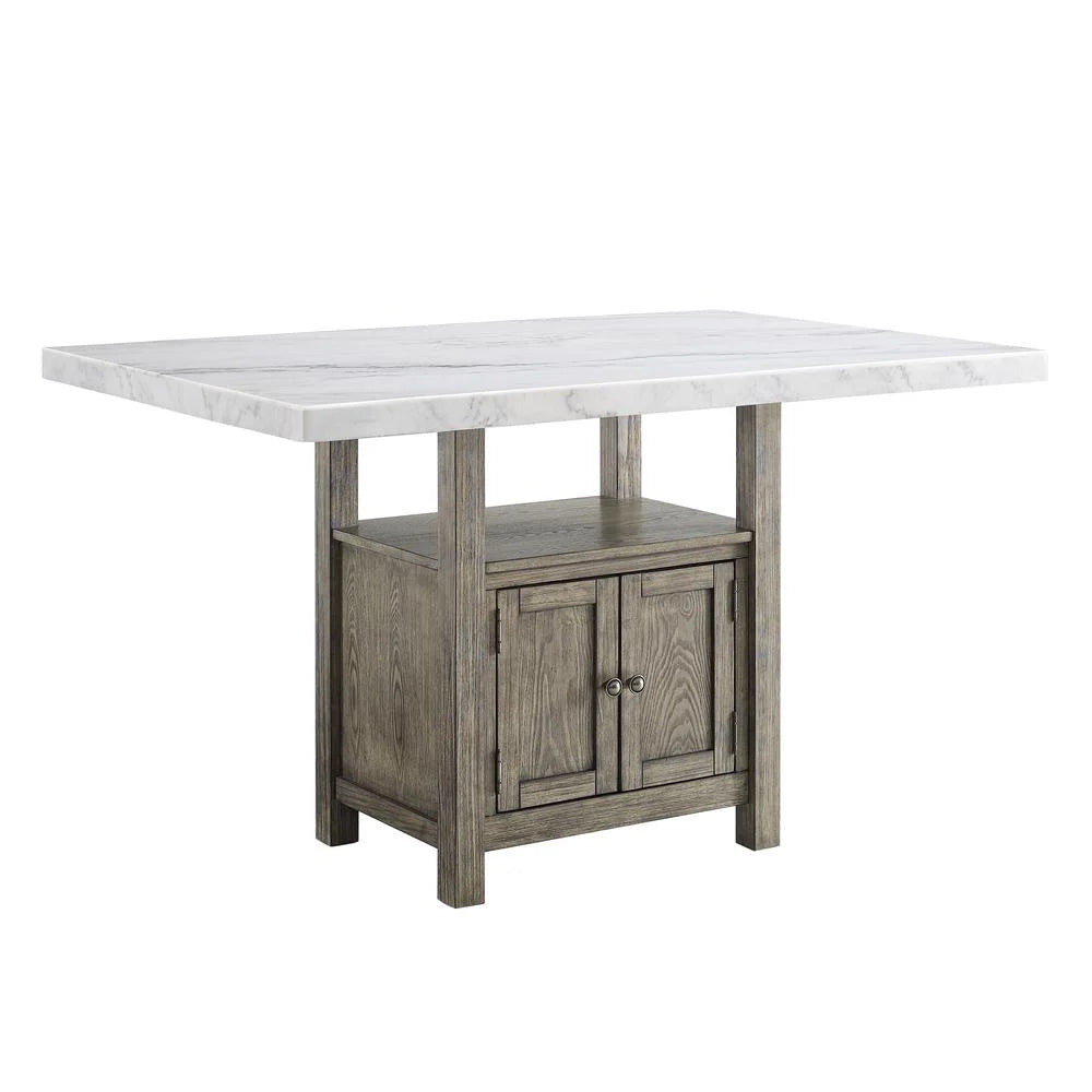 White Marble and Driftwood 6-Piece Counter Height Set I425492