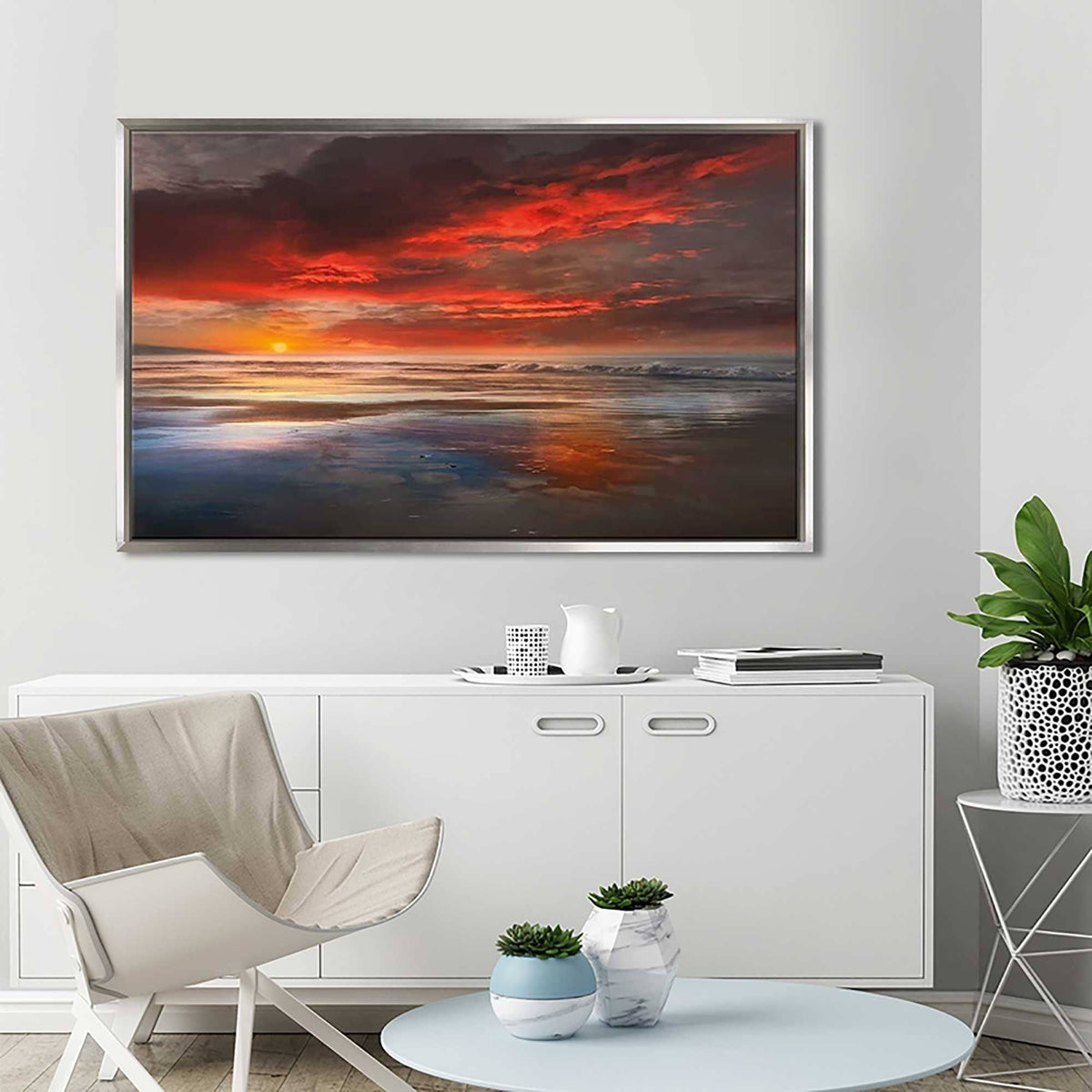 Red Canvas in Floating Frame V24742