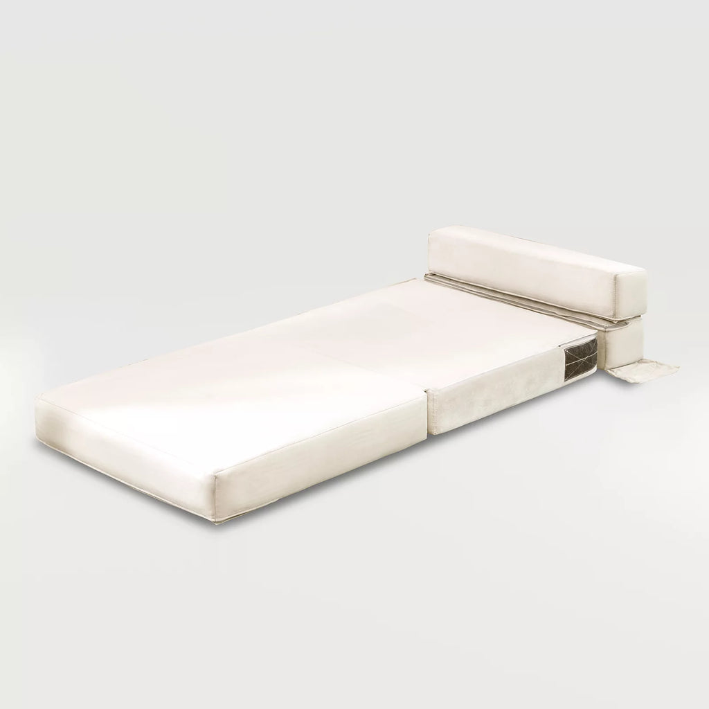 Convertible Single Sofa Bed Folding Futon Sleeper Beige P139