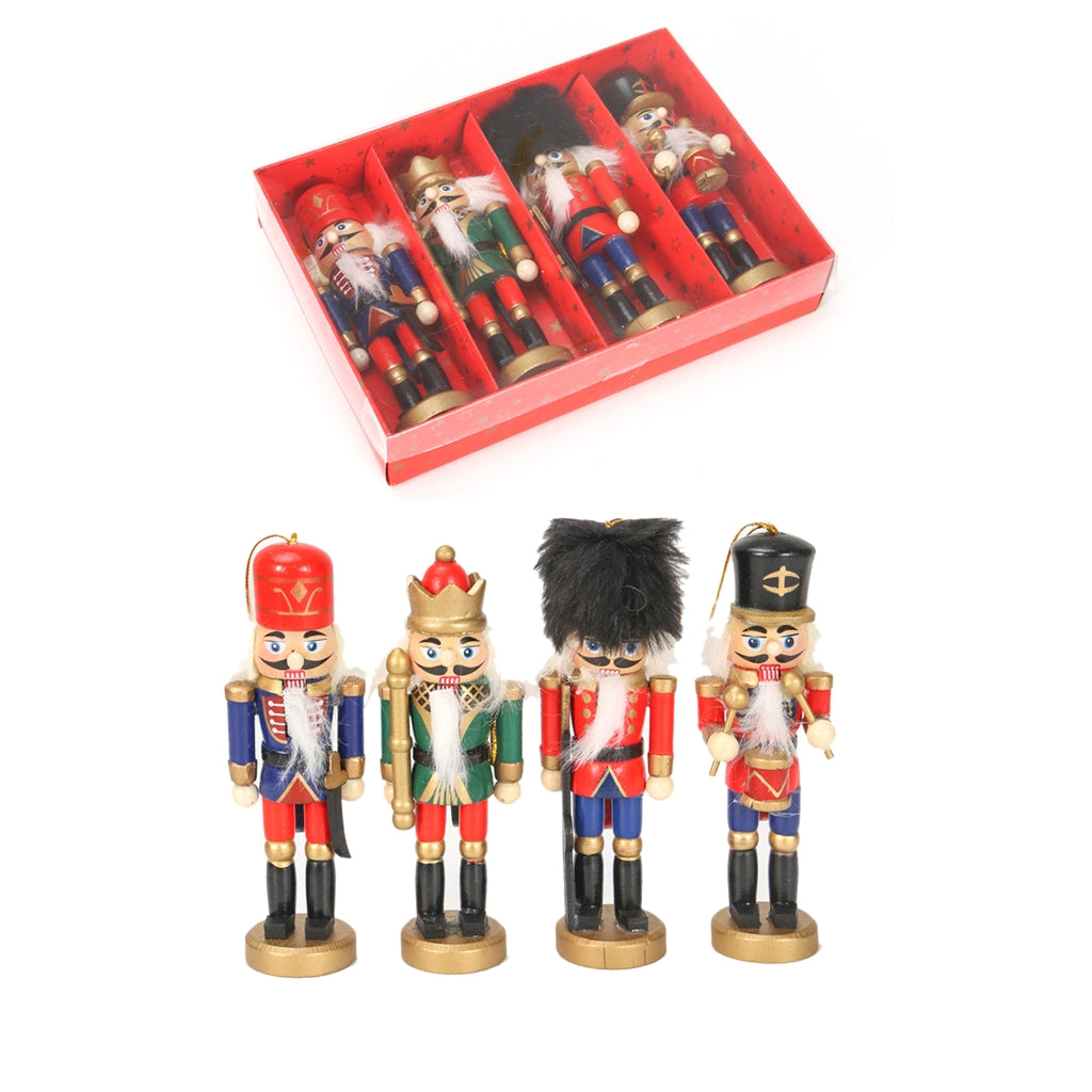 Set of 4 Wood Nutcrackers Soldier Dolls U6114