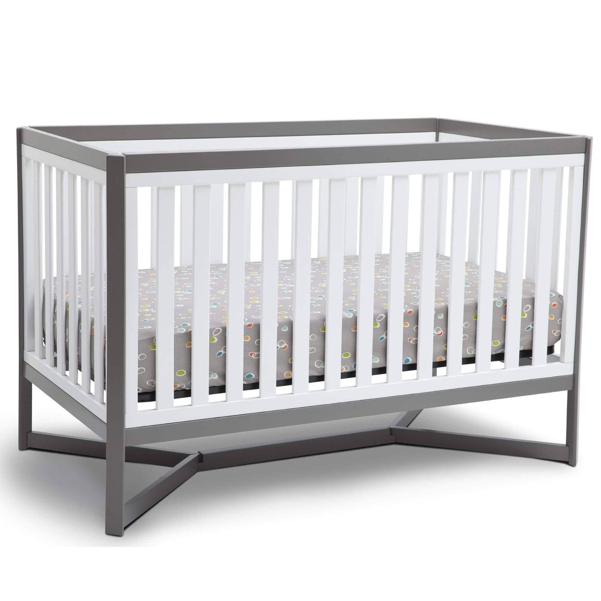 4-in-1 Convertible Crib White Grey H655