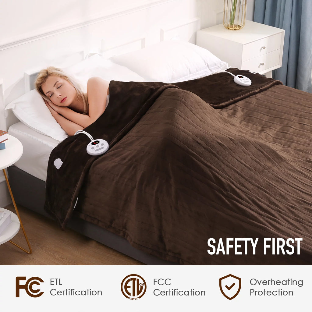 Brown Queen Size Electric Heated Blanket D2969