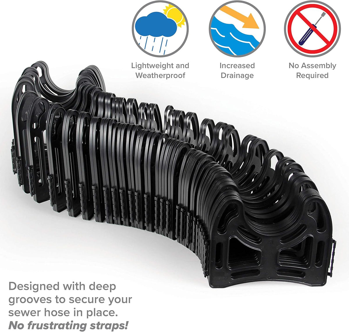 Black 30 ft Plastic Sewer Hose Support U25904