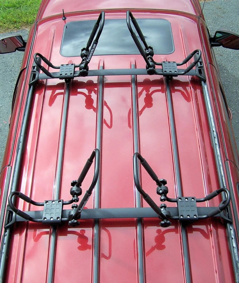 Yellow Folding Kayak Rack Roof Top and Wall Carrier Bundle V138