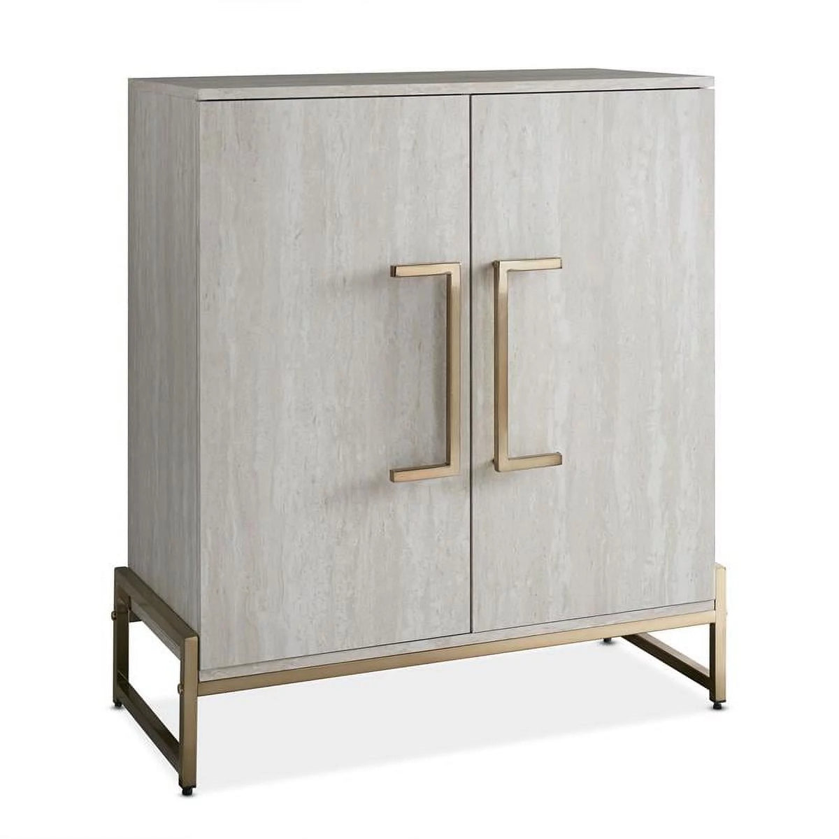 Faux Marble and Gold Metal Base Wine Cabinet I46020