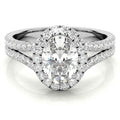 1Ct Oval Halo Split Shank Moissanite 925 Silver Sterling Engagement Ring Z75977