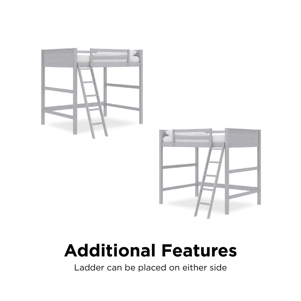 Full Size Loft Bed with Ladder, Gray J358817
