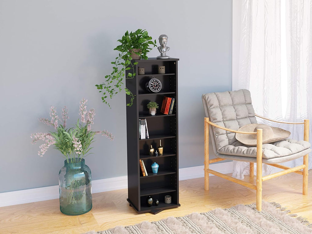 Black Two-Sided Spinning Tower Storage Cabinet J21995