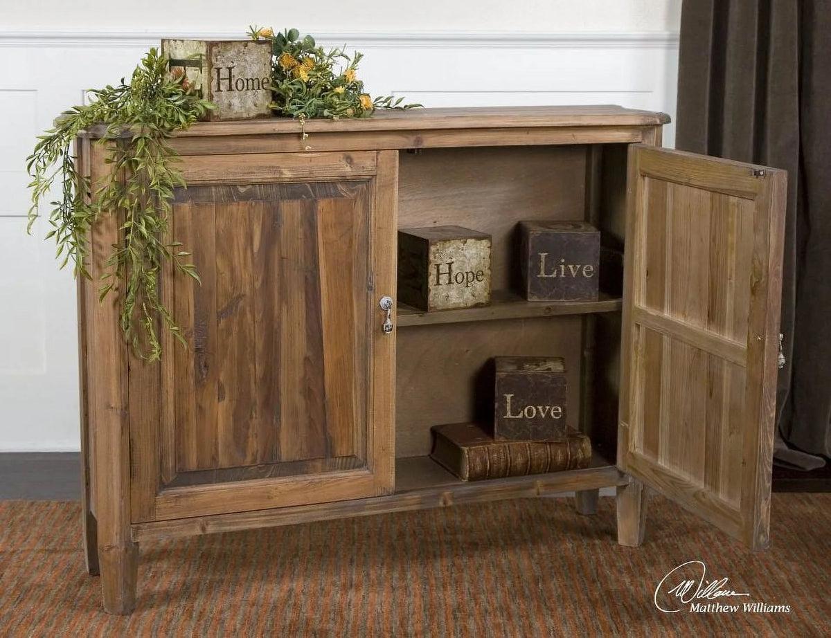 42"W Rustic Solid Wood Slim Console Accent Cabinet S6940