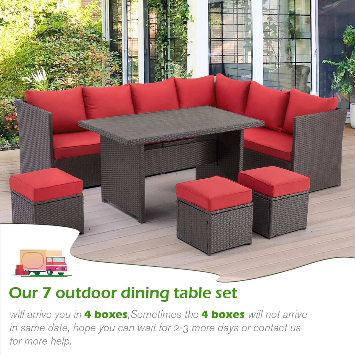 7 Piece Rattan Wicker Patio Conversation Set F368