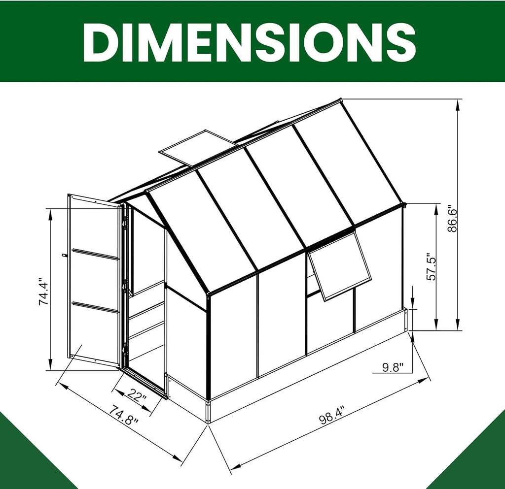 8 x 6-Ft. Polycarbonate Walk-in Greenhouse N809