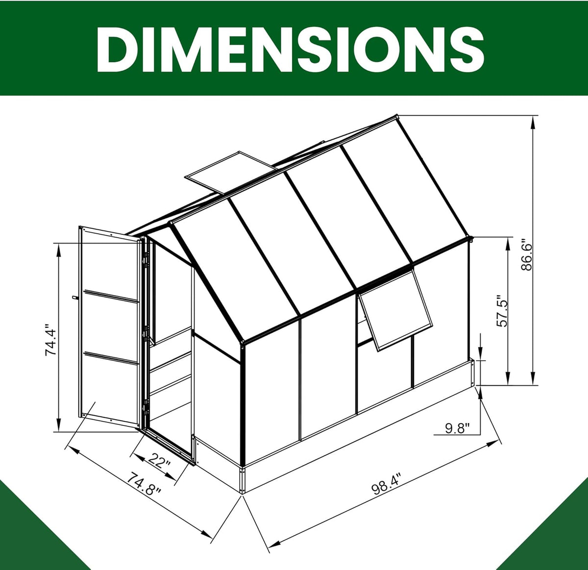 8 x 6-Ft. Polycarbonate Walk-in Greenhouse N809
