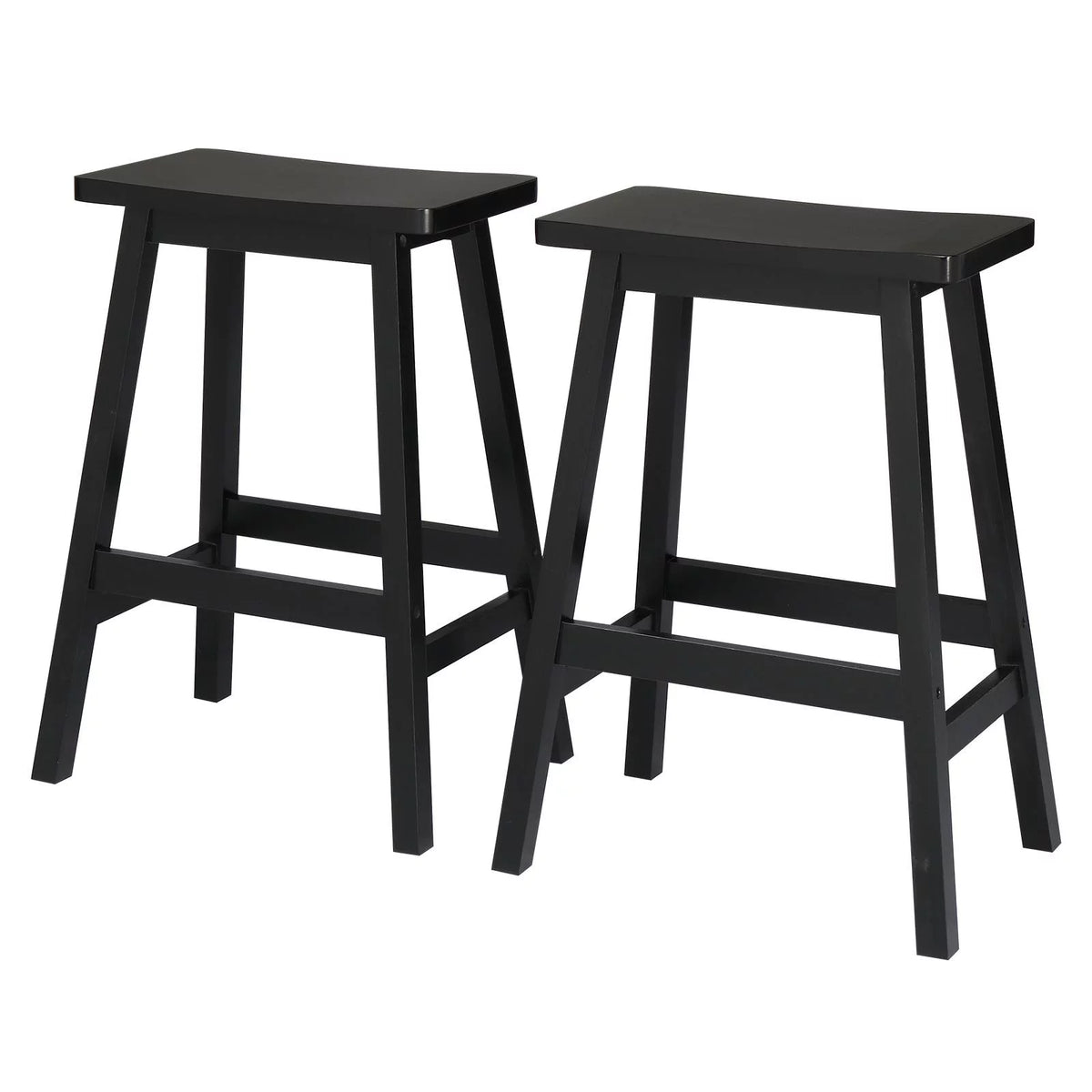 Set of 4 Black Wooden Saddle Seat Bar Stools Q66783