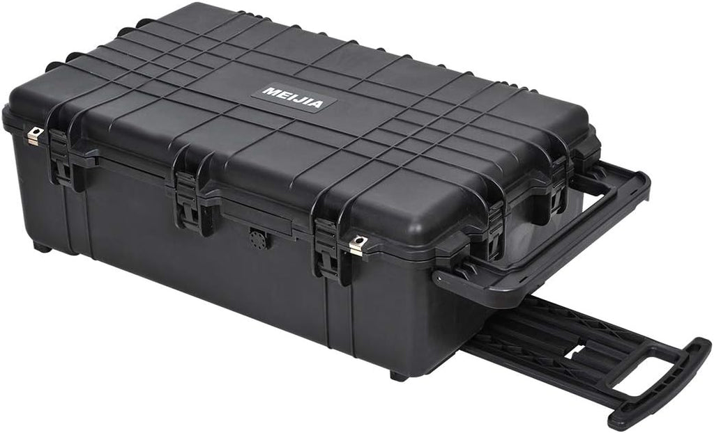 Portable Rolling Waterproof Hard Case with Wheels and Retractable Pull Handle, Black, 31.65inch x 19.37inch x 11.02inch N330
